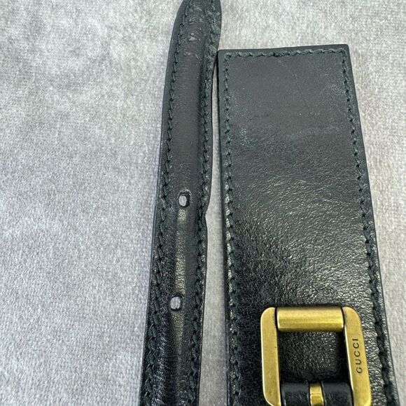 Vintage Gucci Grommet Black Leather Wide Belt 144195 85/34” main image 5